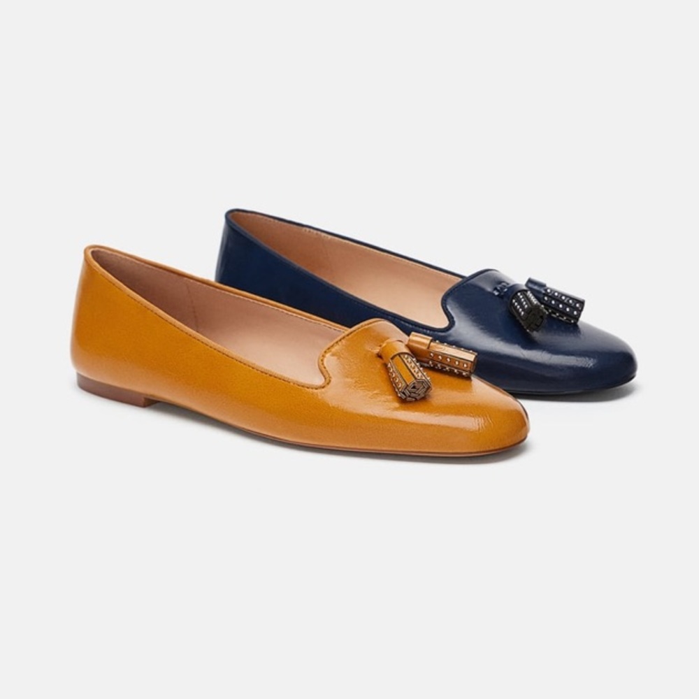 Zara Tasseled Slippers in Caramel Tan